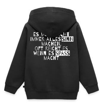 es muss nicht immer alles sinn Lustiger Spruch - Kinder Premium Organic Hoodie - Schwarz - Hinten - AI Model Kid Male (0cm)