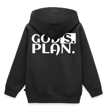 god's plan - Gods Plan | Fun Shirt - Kinder Premium Organic Hoodie - Schwarz - Hinten - AI Model Kid Male (0cm)