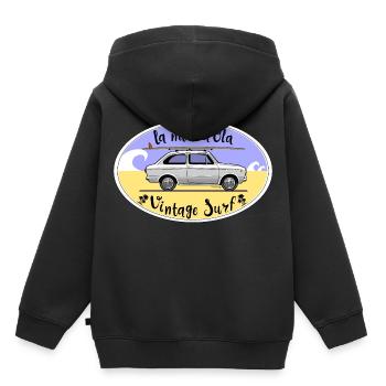 Surf vintage - Sweat Premium à capuche enfant bio - noir - Dos - AI Model Kid Male (0cm)