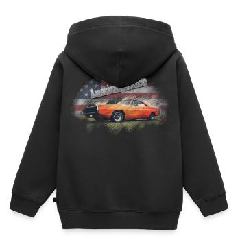 Amerikaanse spier - Kinder Premium hoodie biologisch - zwart - Achter - AI Model Kid Male (0cm)