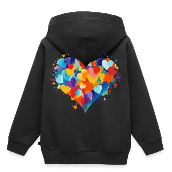 Carnaval de Cologne Alaaf Jeck Party Confettis Coeur - Sweat Premium à capuche enfant bio - noir - Dos - AI Model Kid Male (0cm)