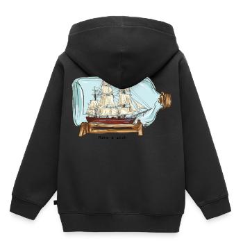 Bouteille - réalisation de souhait - Sweat Premium à capuche enfant bio - noir - Dos - AI Model Kid Male (0cm)