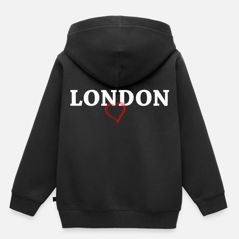 Londres - Sweat Premium à capuche enfant bio - noir