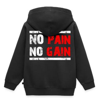 No Pain No Gain - Proverbes cool - Sweat Premium à capuche enfant bio - noir - Dos - AI Model Kid Male (0cm)