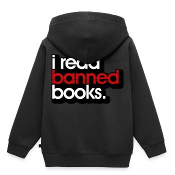 J’ai lu des livres interdits 52 - Sweat Premium à capuche enfant bio - noir - Dos - AI Model Kid Male (0cm)