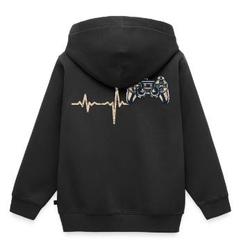Shirt cadeau console de jeu Heartbeat - Sweat Premium à capuche enfant bio - noir - Dos - AI Model Kid Male (0cm)