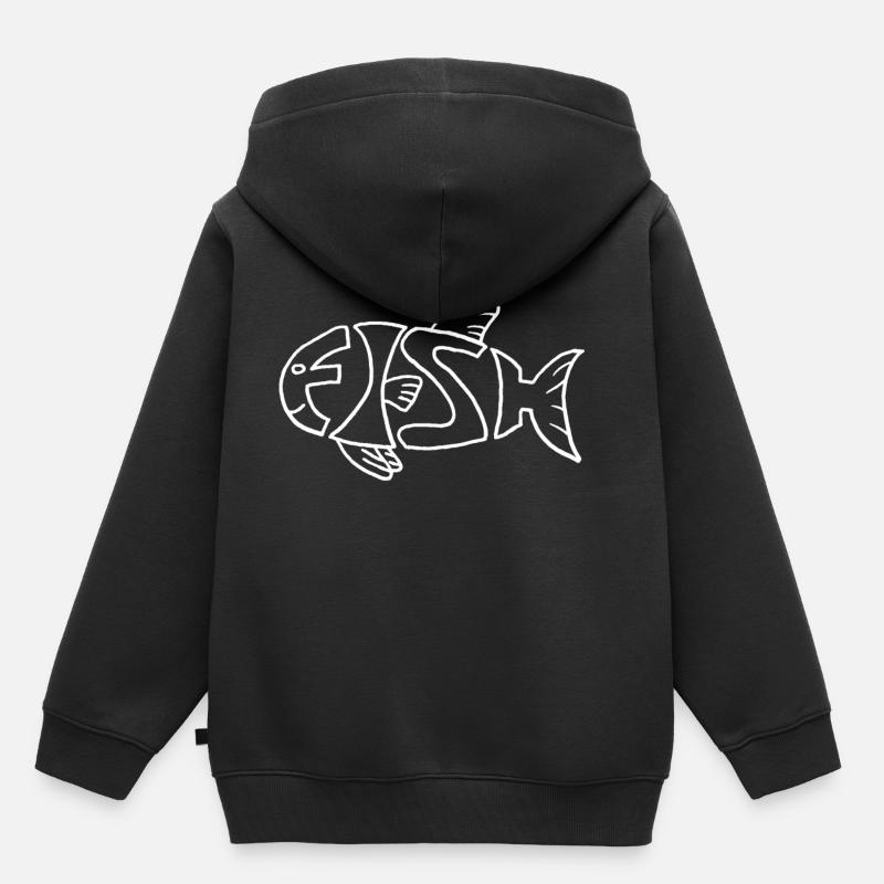 Poisson dans le poisson - Sweat Premium à capuche enfant bio - noir