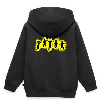 Kids Party jaune et noir Outline - Sweat Premium à capuche enfant bio - noir - Dos - AI Model Kid Male (0cm)