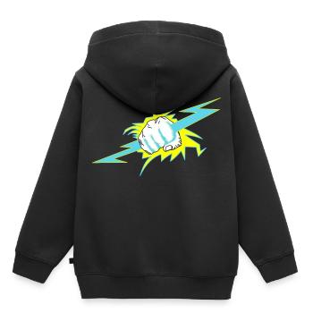 Zeus hand. Thunder gift - Kids Premium Organic Hoodie - black - Back - AI Model Kid Male (0cm)