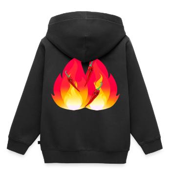 Feuriger Chilli schaft Gewürze Speise gesund - Kinder Premium Organic Hoodie - Schwarz - Hinten - AI Model Kid Male (0cm)