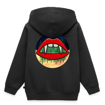 Montagnes des Carpates, Roumanie, Caucase, Suceurs de sang, Sang - Sweat Premium à capuche enfant bio - noir - Dos - AI Model Kid Male (0cm)