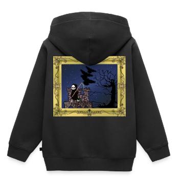 Horreur Moyen Âge Château Forteresse Faucheuse Mort - Sweat Premium à capuche enfant bio - noir - Dos - AI Model Kid Male (0cm)