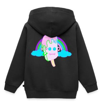 Happy Regenbogen Eis Eiskrem Kinder Fantasy - Kinder Premium Organic Hoodie - Schwarz - Hinten - AI Model Kid Male (0cm)