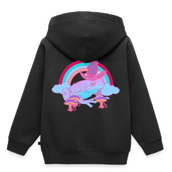 Magisch Regenbogen Kröte Frosch Zauberer Frösche - Kinder Premium Organic Hoodie - Schwarz - Hinten - AI Model Kid Male (0cm)
