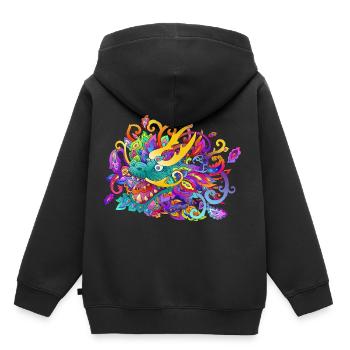 dragon chinois - Sweat Premium à capuche enfant bio - noir - Dos - AI Model Kid Male (0cm)