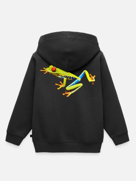rode ogen kikker kikker - Kinder Premium hoodie biologisch - zwart