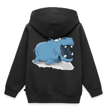 Nielpferd - Kinder Premium Organic Hoodie - Schwarz - Hinten - AI Model Kid Male (0cm)