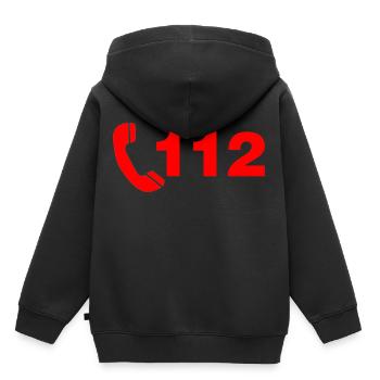 Feuer 112 - Kinder Premium Organic Hoodie - Schwarz - Hinten - AI Model Kid Male (0cm)