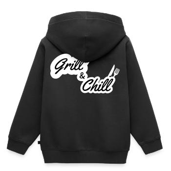 grill and chill | Grilling | Summer | Fun - Kids Premium Organic Hoodie - black - Back - AI Model Kid Male (0cm)