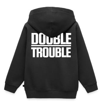 Double Trouble - Sweat Premium à capuche enfant bio - noir - Dos - AI Model Kid Male (0cm)
