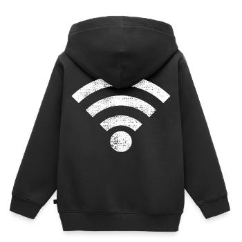 Icône Wifi - Sweat Premium à capuche enfant bio - noir - Dos - AI Model Kid Male (0cm)