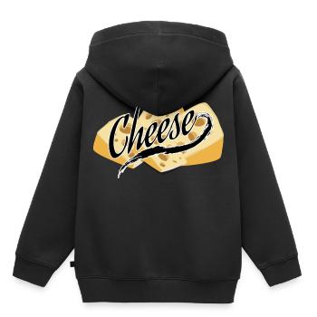 Käse - Kinder Premium Organic Hoodie - Schwarz - Hinten - AI Model Kid Male (0cm)