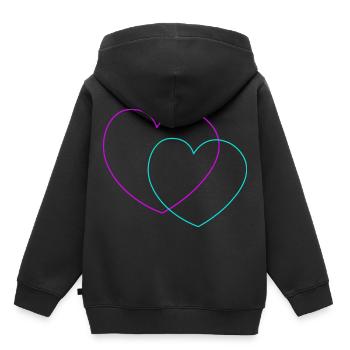 Heart Hearts Love Partenaire Partenariat Couple - Sweat Premium à capuche enfant bio - noir - Dos - AI Model Kid Male (0cm)