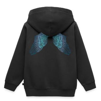 Ailes d'ange aux tons bleus - Sweat Premium à capuche enfant bio - noir - Dos - AI Model Kid Male (0cm)