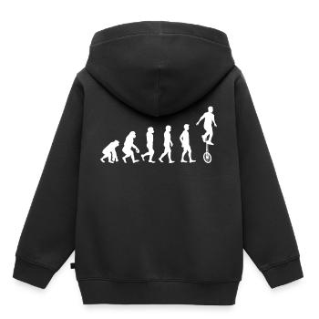 Evolution cadeau monocycle Monocycle monocycle - Sweat Premium à capuche enfant bio - noir - Dos - AI Model Kid Male (0cm)