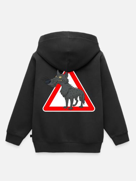 Wolf - Kinder Premium Organic Hoodie - Schwarz