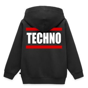 Techno Rave Music - Sweat Premium à capuche enfant bio - noir - Dos - AI Model Kid Male (0cm)