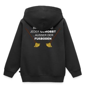 Mobbing, Fußboden wischen, Putzfrau, Wischmob - Kinder Premium Organic Hoodie - Schwarz - Hinten - AI Model Kid Male (0cm)