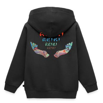 reiki reiki reiki e 72 - Kinder Premium Organic Hoodie - Schwarz - Hinten - AI Model Kid Male (0cm)