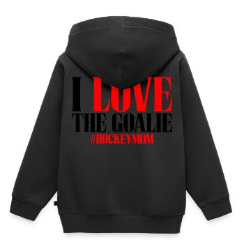 I Love The Goalie #hockeymom - Kinder Premium Organic Hoodie - Schwarz - Hinten - AI Model Kid Male (0cm)
