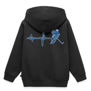 Gift heartbeat ice hockey - Kids Premium Organic Hoodie - black - Back - AI Model Kid Male (0cm)