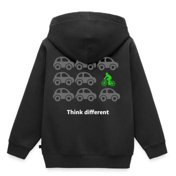 Fahrradfahren - Kinder Premium Organic Hoodie - Schwarz - Hinten - AI Model Kid Male (0cm)