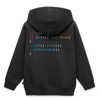 devise de la vie - Sweat Premium à capuche enfant bio - noir - Dos - AI Model Kid Male (0cm)