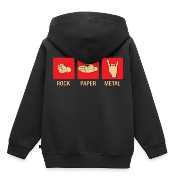 Rock Paper Metal - Chemise en métal en ciseaux - Sweat Premium à capuche enfant bio - noir - Dos - AI Model Kid Male (0cm)