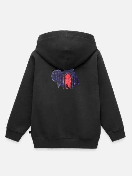 Schoene Nacht Frau mit Wolf - Kinder Premium Organic Hoodie - Schwarz