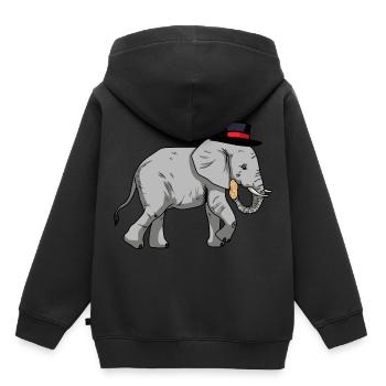 Elephant Peanut Hat Gentleman Fantasy Mister Dick - Sweat Premium à capuche enfant bio - noir - Dos - AI Model Kid Male (0cm)