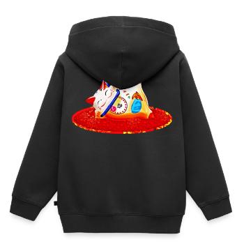 Figure de chats chinois décoration statue Nouvel An - Sweat Premium à capuche enfant bio - noir - Dos - AI Model Kid Male (0cm)