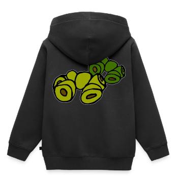 verschiedene Oliven - Kinder Premium Organic Hoodie - Schwarz - Hinten - AI Model Kid Male (0cm)