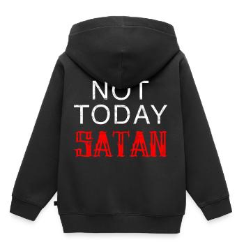 Heute nicht Satan!! - Kinder Premium Organic Hoodie - Schwarz - Hinten - AI Model Kid Male (0cm)