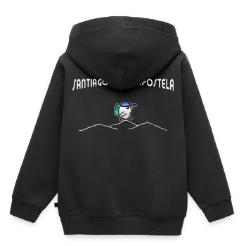 Promenades d'oiseaux Chemin de Compostelle - Saint Jacques de Compostelle - Sweat Premium à capuche enfant bio - noir - Dos - AI Model Kid Male (0cm)