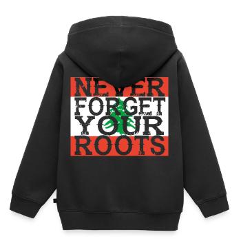 never forget roots home Lebanon - Kids Premium Organic Hoodie - black - Back - AI Model Kid Male (0cm)