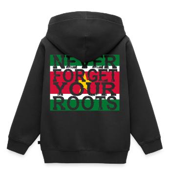 never forget roots home Suriname - Kids Premium Organic Hoodie - black - Back - AI Model Kid Male (0cm)