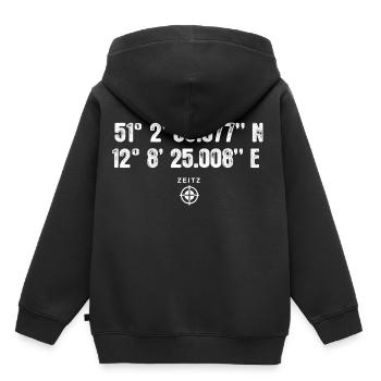 Zeitz Geocacher Geschenk Standort GPS Stadt - Kinder Premium Organic Hoodie - Schwarz - Hinten - AI Model Kid Male (0cm)