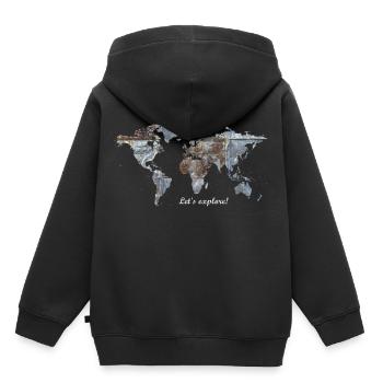 Weltkarte - Let's explore! - Kinder Premium Organic Hoodie - Schwarz - Hinten - AI Model Kid Male (0cm)