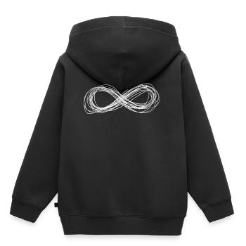 signe Infinity peinture signe infini - Sweat Premium à capuche enfant bio - noir - Dos - AI Model Kid Male (0cm)