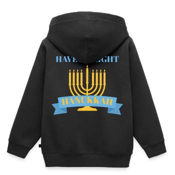 Hanoukka, Hanoukka, fête des lumières, cadeau, chemise - Sweat Premium à capuche enfant bio - noir - Dos - AI Model Kid Male (0cm)